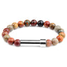 Picasso Jasper natural stone cremation bracelet with silver ash chamber