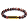 Red Tiger Eye natural stone cremation bracelet with gold ash chamber