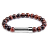 Red Tiger Eye natural stone cremation bracelet with silver ash chamber
