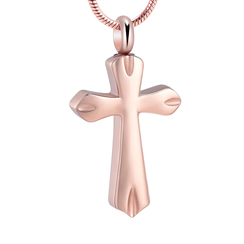 Silver Cross Cremation Urn Necklace Cremation Necklace Cherished Emblems Rose Gold 