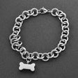 Silver dog bone pet cremation bracelet with ash chamber
