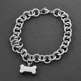 Silver dog bone pet cremation bracelet with ash chamber
