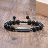 Silver lava stone cremation bracelet for ashes with black lava beads