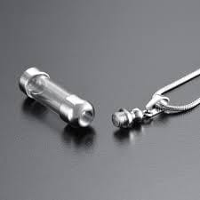 Silver and Glass Cylinder Tube Cremation Necklace Cremation Necklace Cherished Emblems 