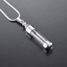 Silver and Glass Cylinder Tube Cremation Necklace Cremation Necklace Cherished Emblems 
