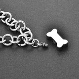 Stainless steel dog bone pet cremation bracelet