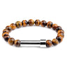 Tiger Eye natural stone cremation bracelet with silver ash chamber