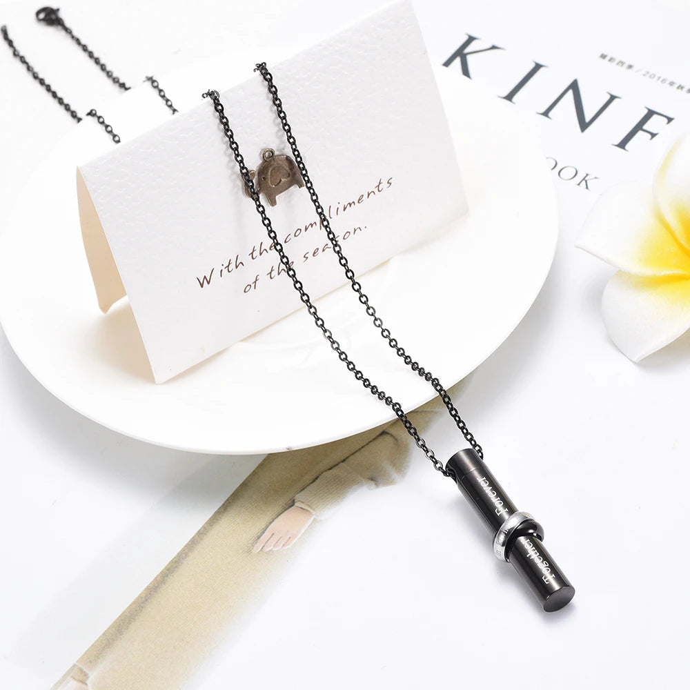 Cylinder Cremation Urn Necklace With Infinity Band Engraved "Together Forever In Loving Memory" Cremation Necklace Cherished Emblems 