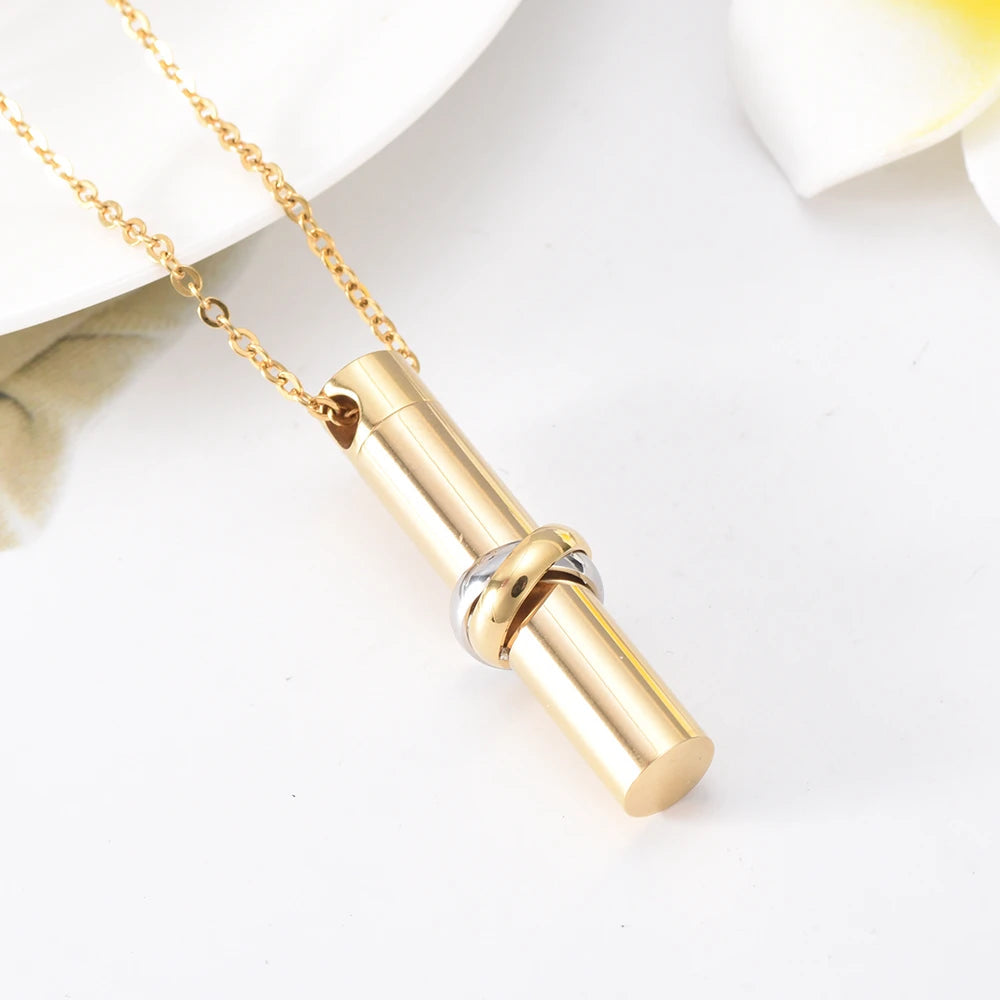 Cylinder Cremation Urn Necklace With Infinity Band Engraved "Together Forever In Loving Memory" Cremation Necklace Cherished Emblems 