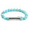 Turquoise natural stone cremation bracelet with silver ash chamber