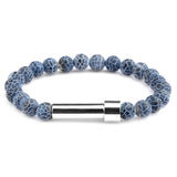 Weathered Granite natural stone cremation bracelet with silver ash chamber
