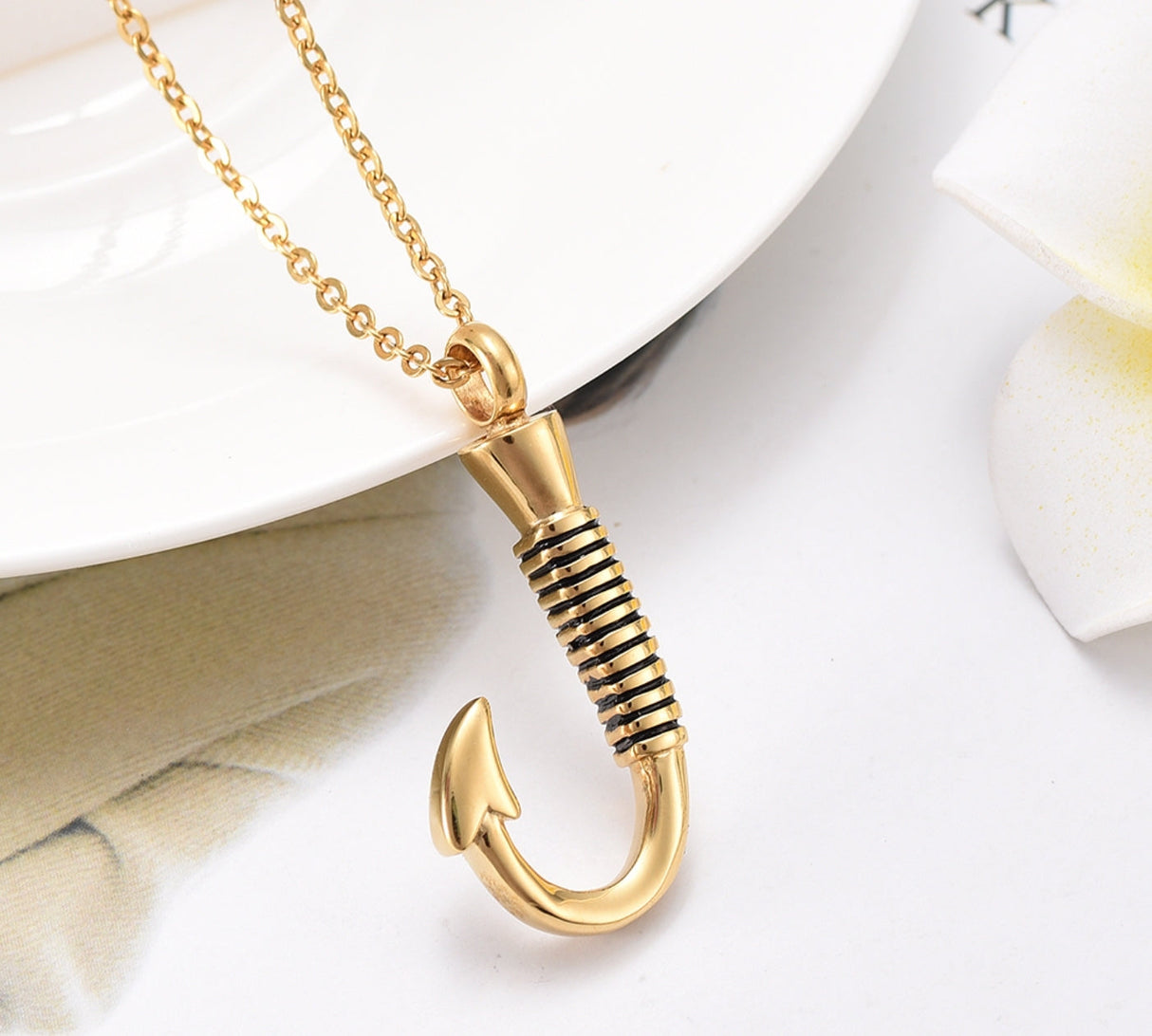 Fishing Hook Cremation Necklace Cremation Necklace Cherished Emblems 
