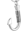 Silver Fish Hook Cremation Ash Necklace