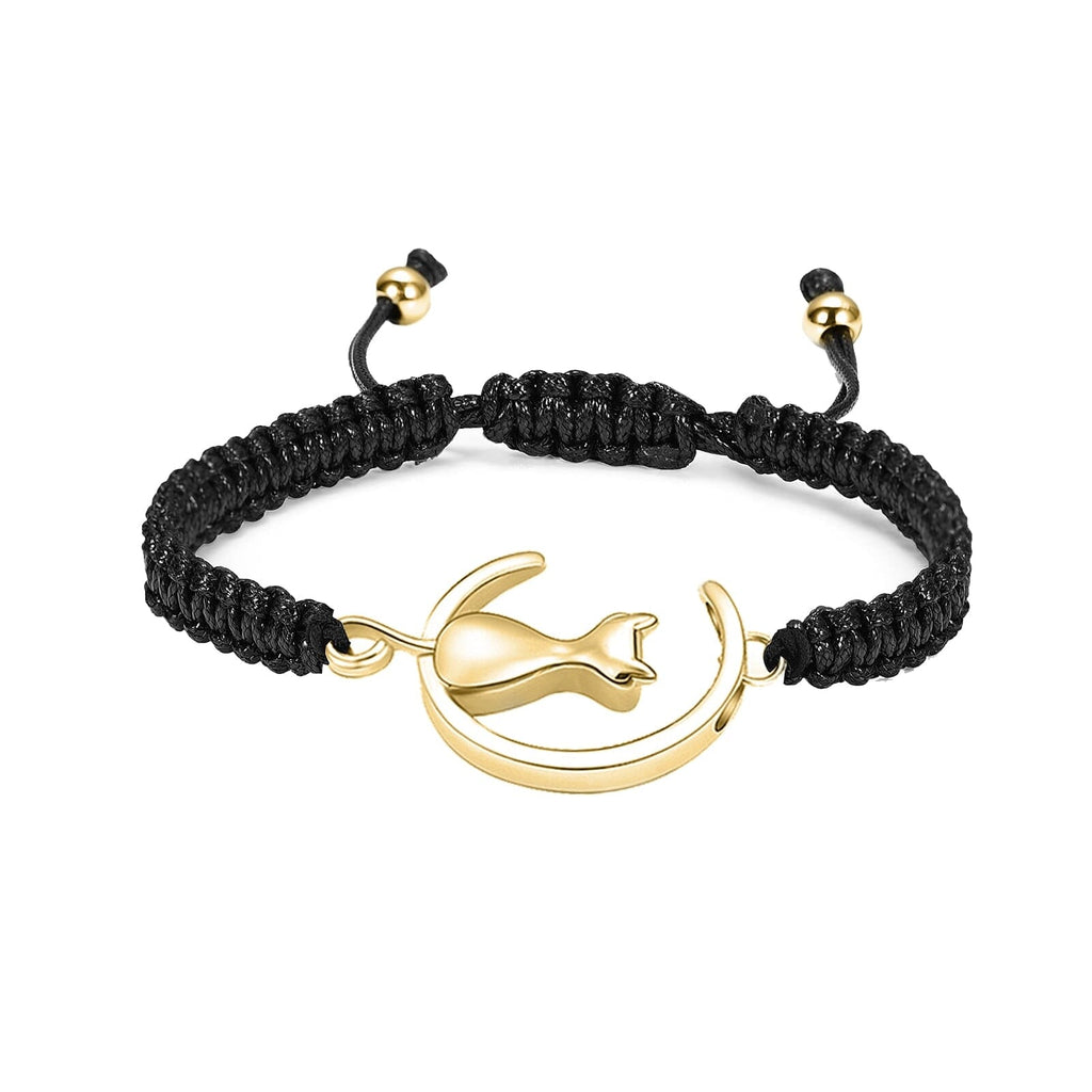 Cat & Moon Adjustable Urn Bracelet bracelet Cherished Emblems Gold 