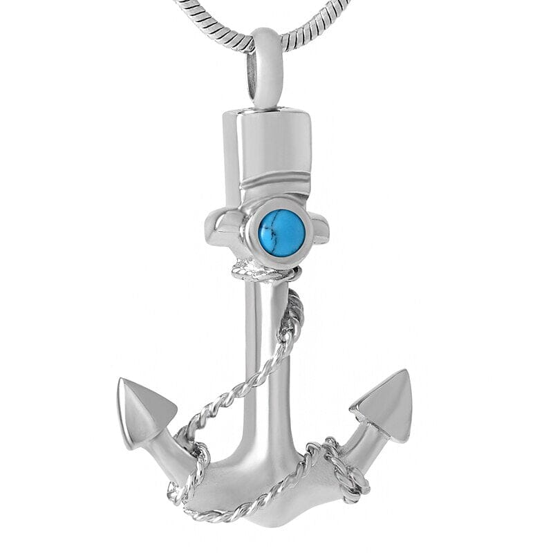 Anchor Cremation Urn Necklace Cherished Emblems Silver and blue necklace box funnel 