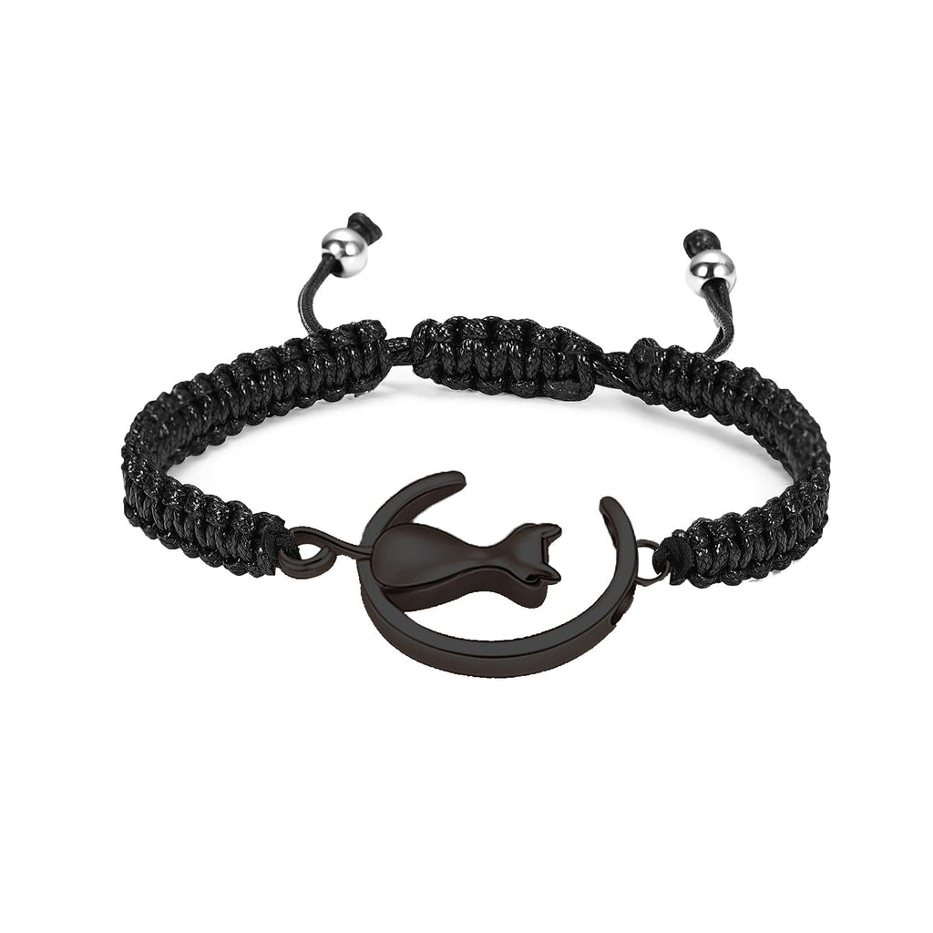 Cat & Moon Adjustable Urn Bracelet bracelet Cherished Emblems Black 