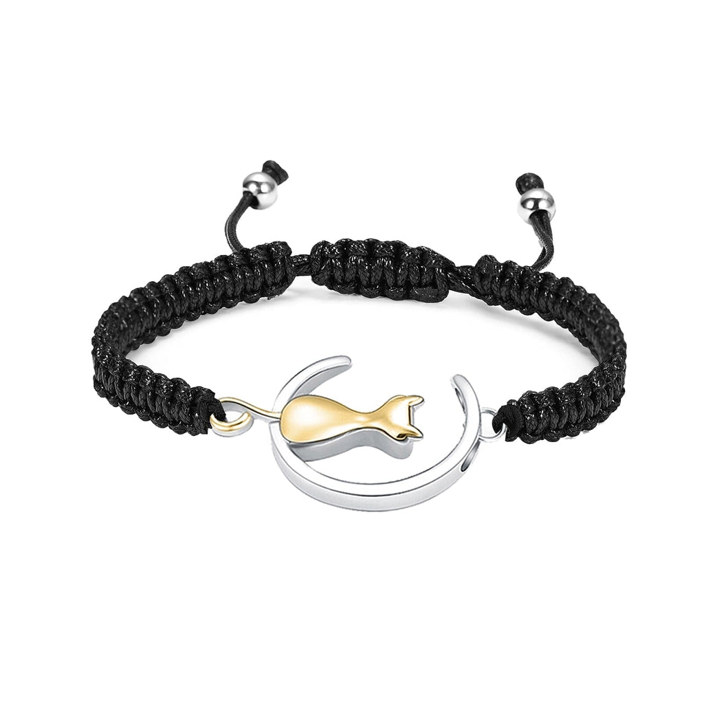 Cat & Moon Adjustable Urn Bracelet bracelet Cherished Emblems Silver with Gold 