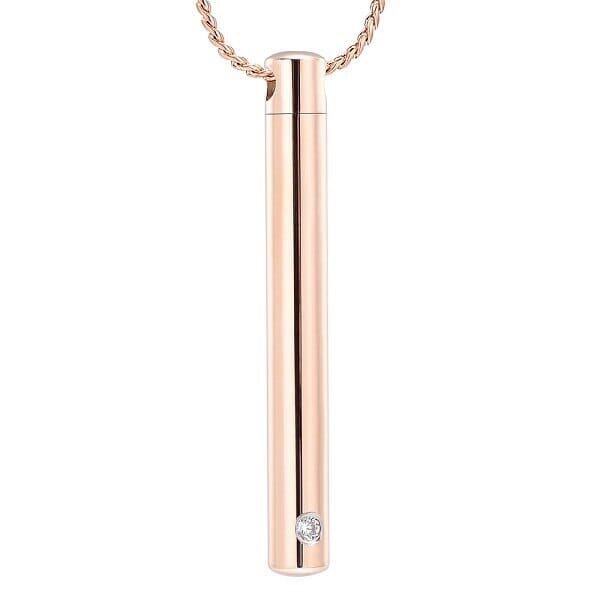 Silver Minimalist Cremation Urn Necklace With Rhinestone Gem Cremation Necklace Cherished Emblems 