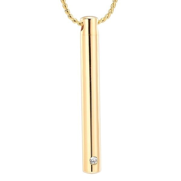 Silver Minimalist Cremation Urn Necklace With Rhinestone Gem Cremation Necklace Cherished Emblems 