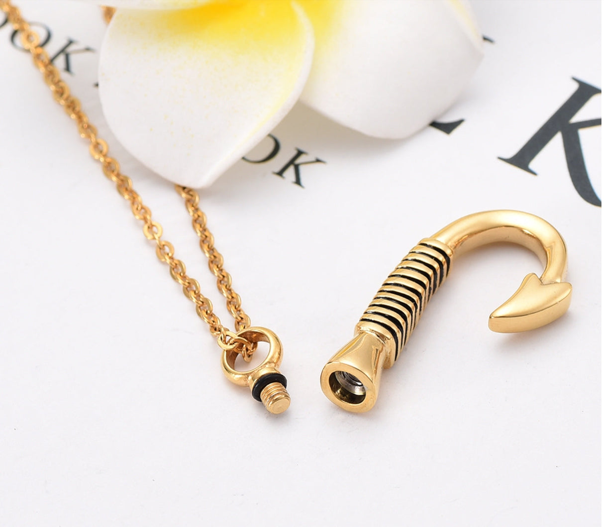 Fishing Hook Cremation Necklace Cremation Necklace Cherished Emblems 