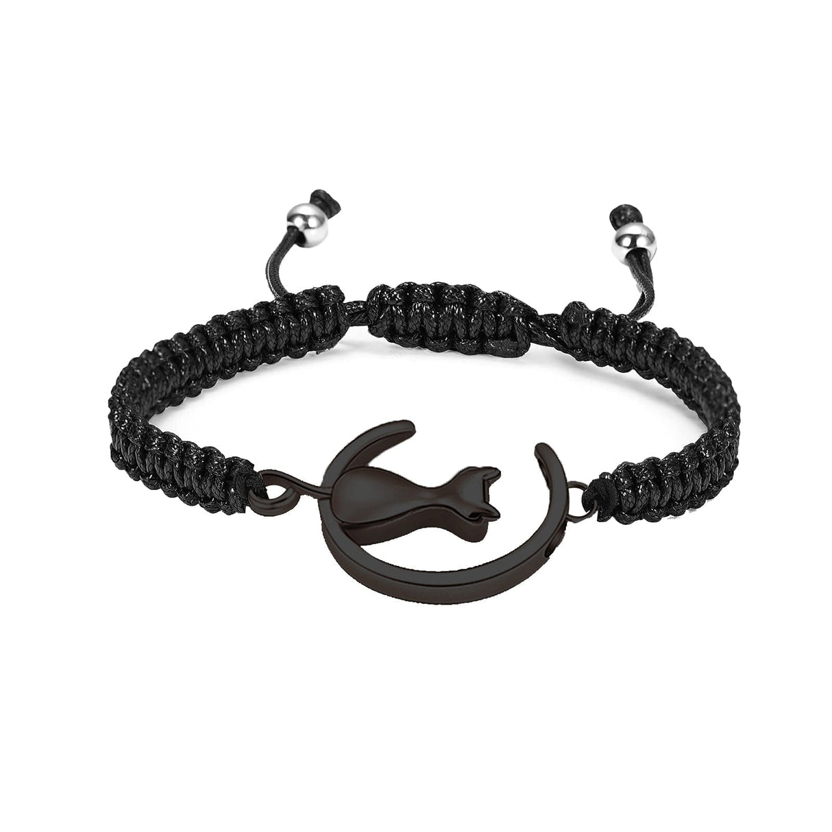 Black cat and moon adjustable pet cremation bracelet