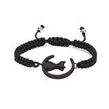 Black cat and moon adjustable pet cremation bracelet