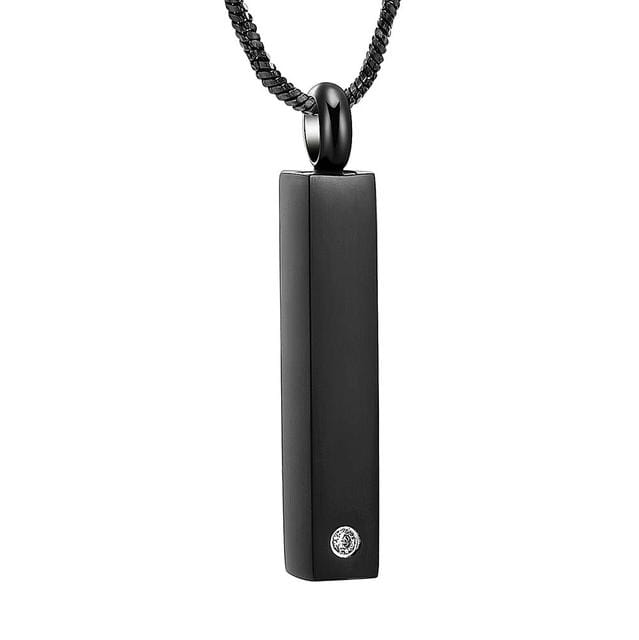 Gold Column With Rhinestone Cremation Urn Necklace Cremation Necklace Cherished Emblems Black 