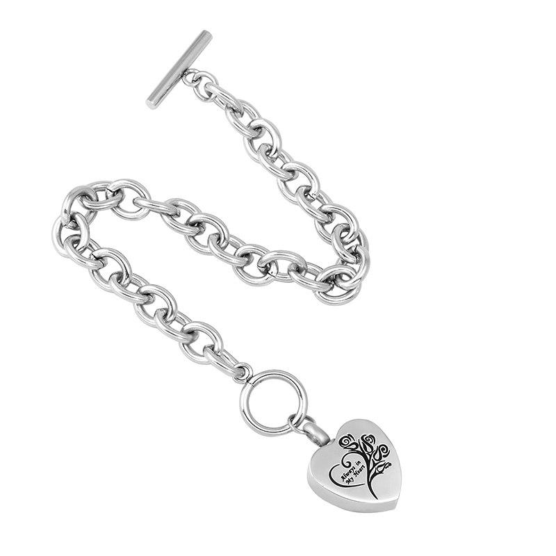 Bracelet - "Always In My Heart" Silver Cremation Urn Bracelet