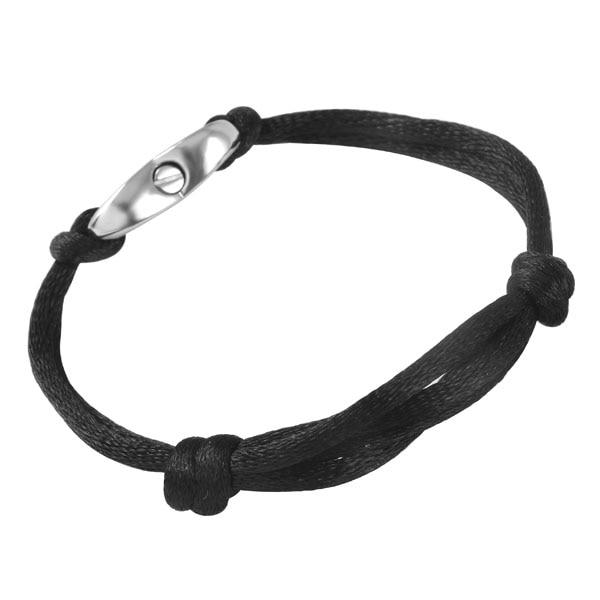 Bracelet - Black Twine & Silver Cremation Urn Bracelet