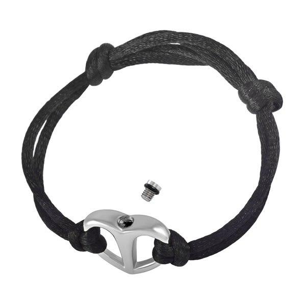 Bracelet - Black Twine & Silver Cremation Urn Bracelet