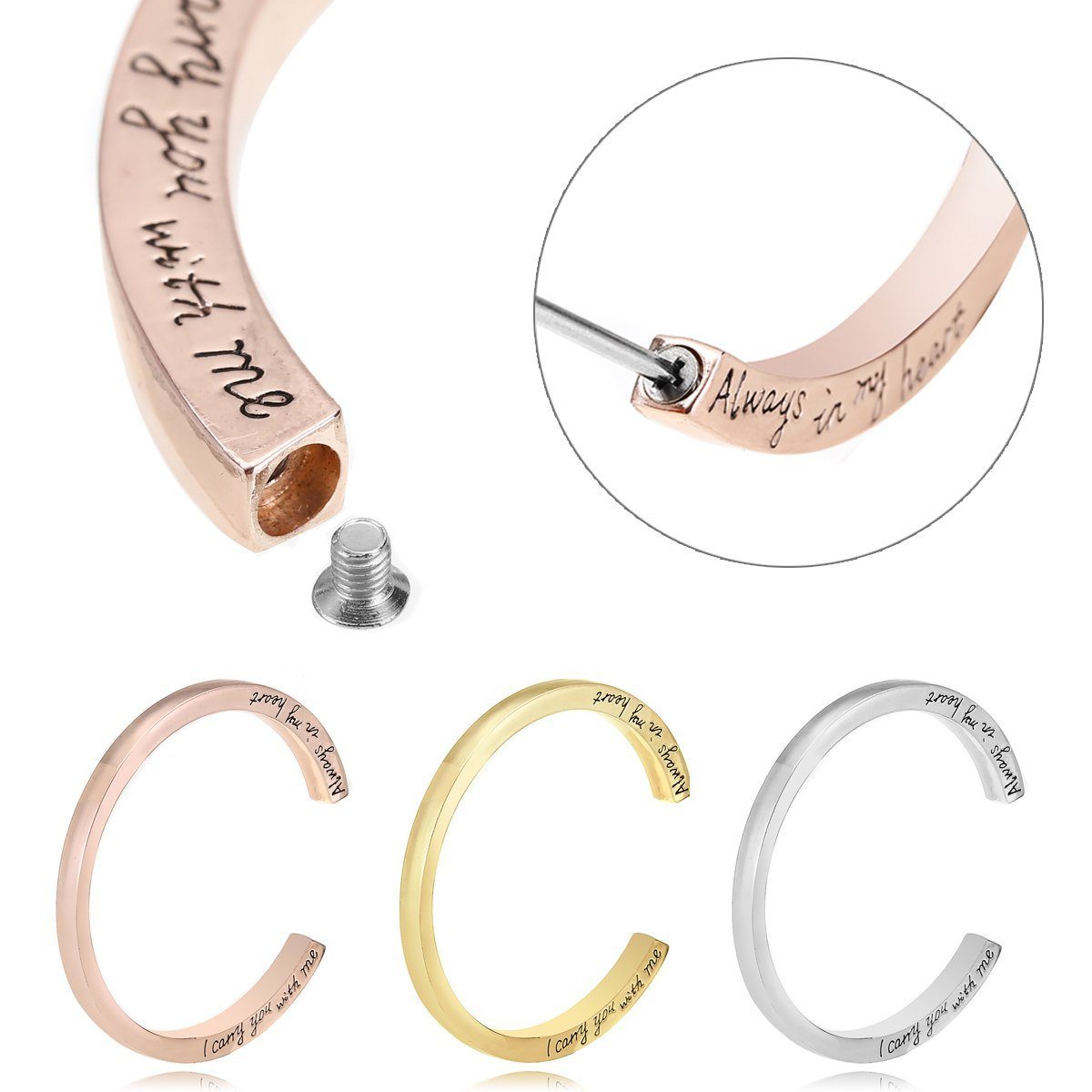 Bracelet - "I Carry You With Me. Always In My Heart"  Cremation Bracelet