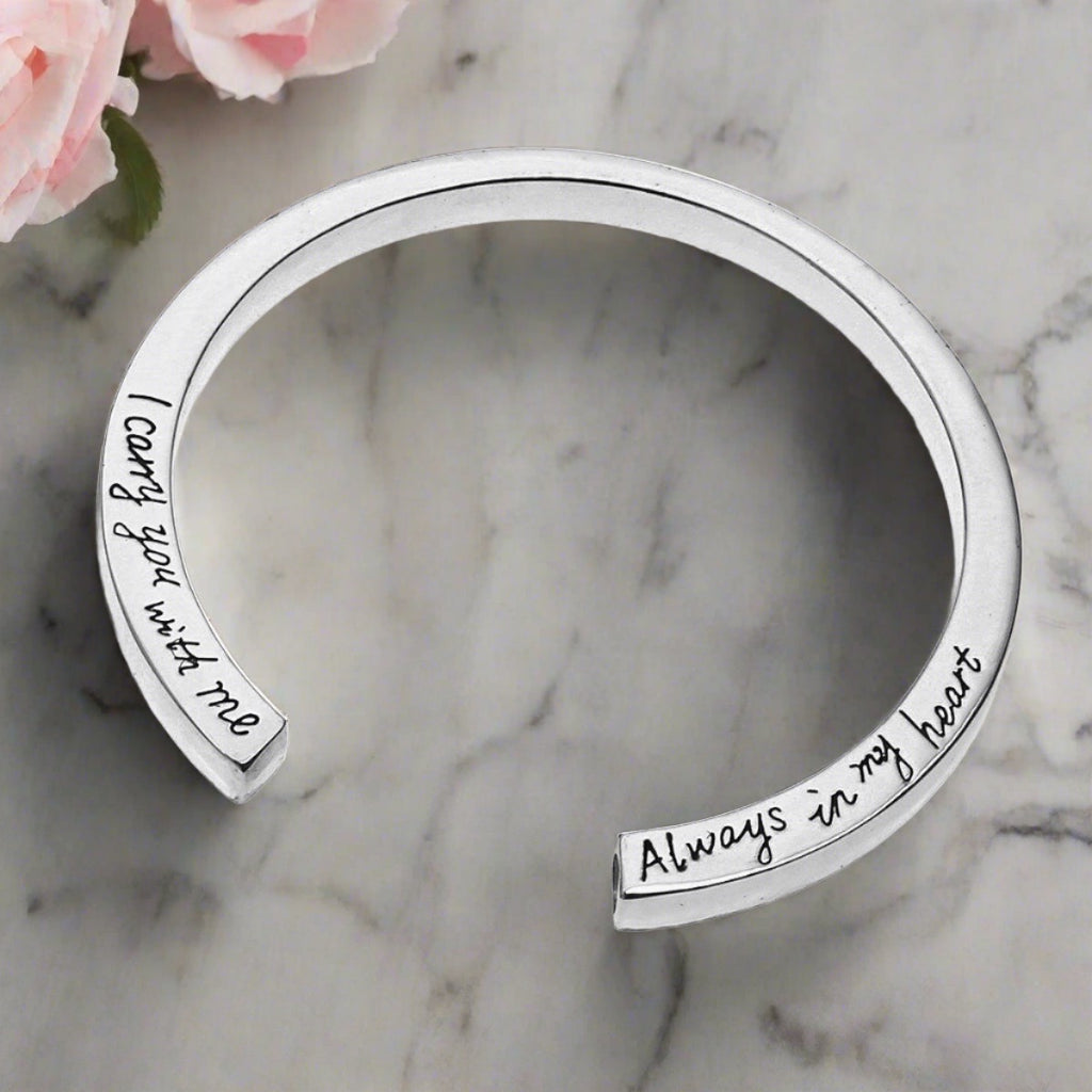 Bracelet - "I Carry You With Me. Always In My Heart"  Cremation Bracelet