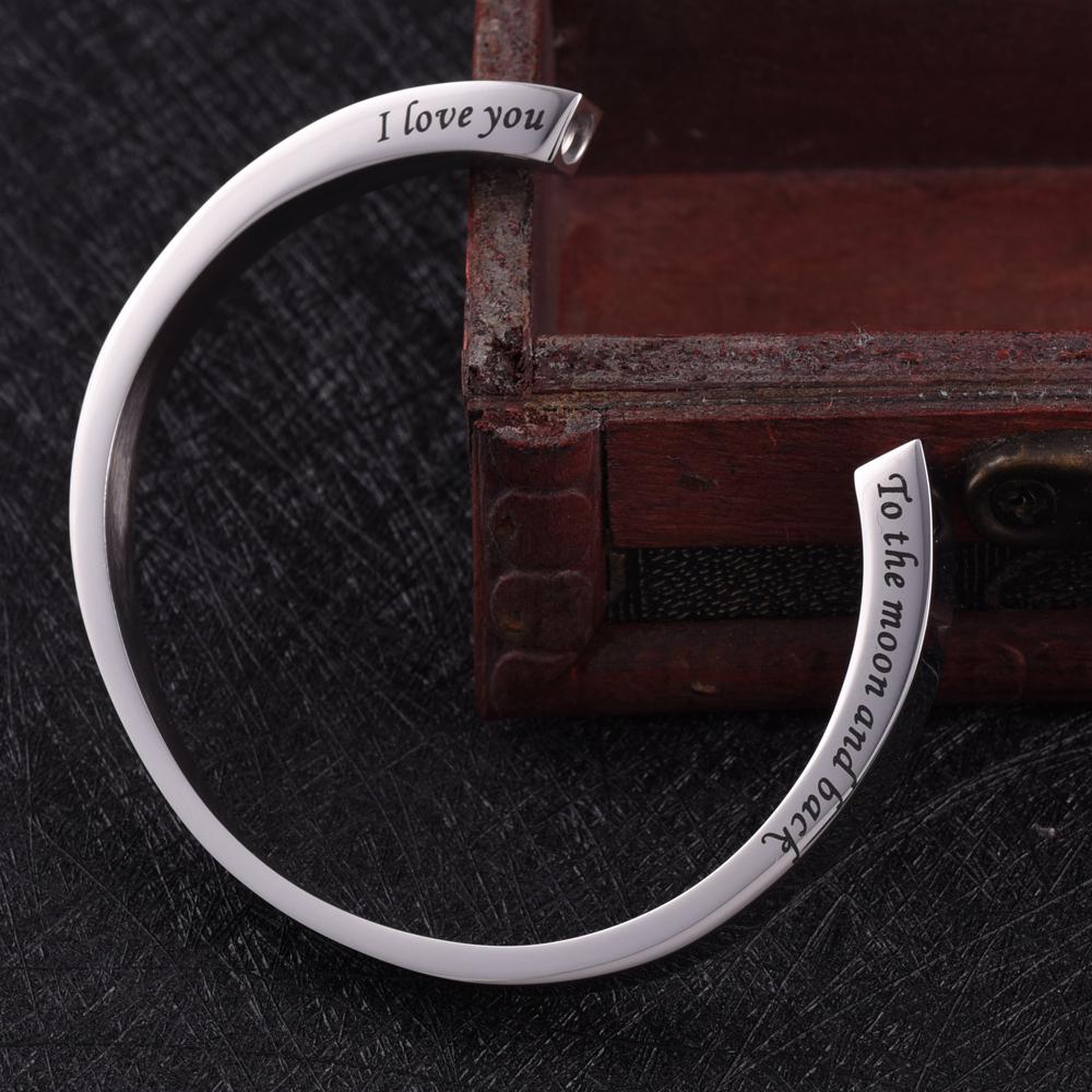 Bracelet - Silver Cremation Urn Bracelet With Etched Phrase