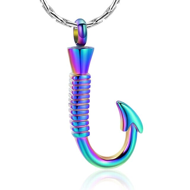Fish Hook Urn Cremation Jewelry - Ash Necklace - Cherished Emblems Colorful