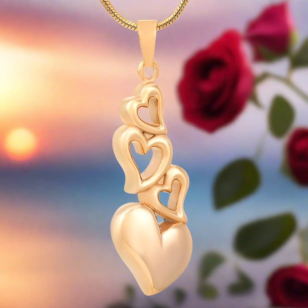 Cremation Necklace - 4 Heart Cremation Urn Necklace