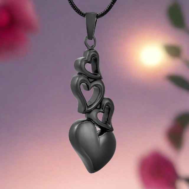 Cremation Necklace - 4 Heart Cremation Urn Necklace
