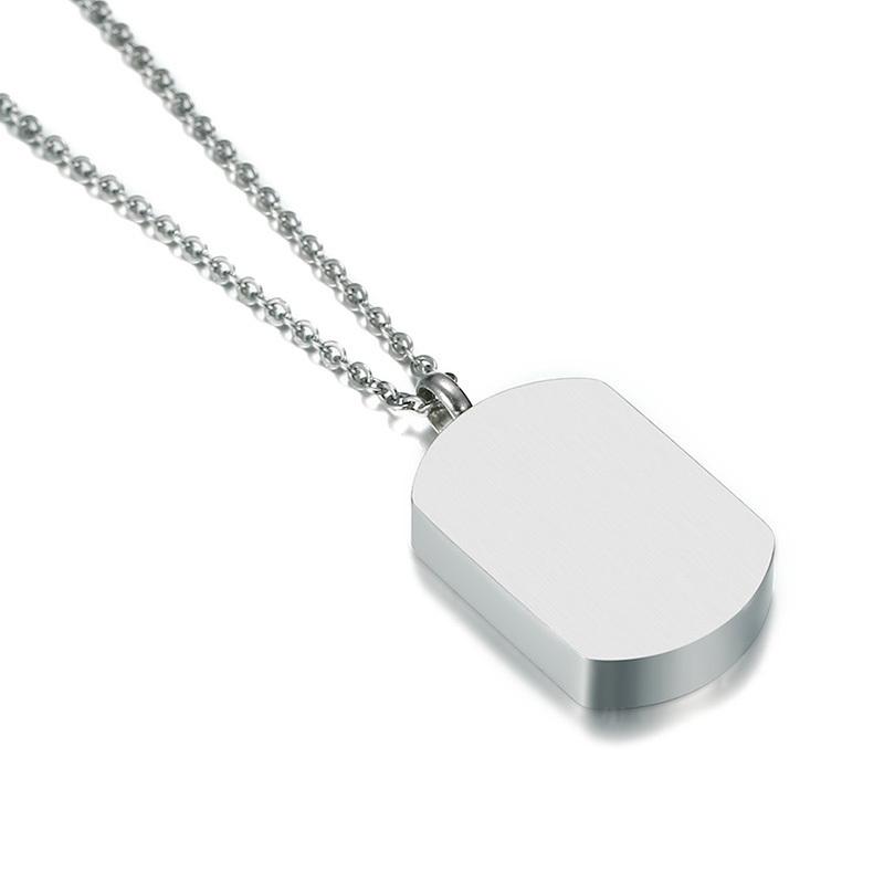Cremation Necklace - "Always With Me" Silver Dog Tag Cremation Necklace