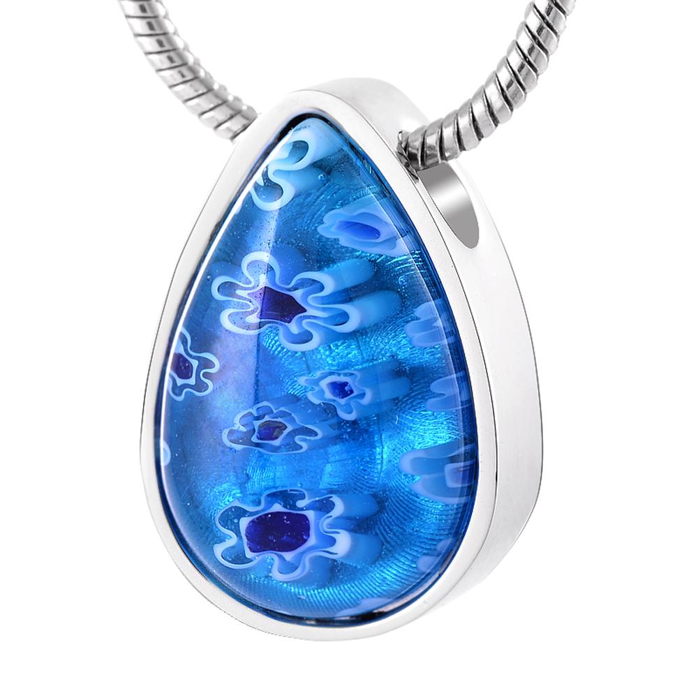 Cremation Necklace - Beautiful Murano Teardrop Cremation Urn Necklace