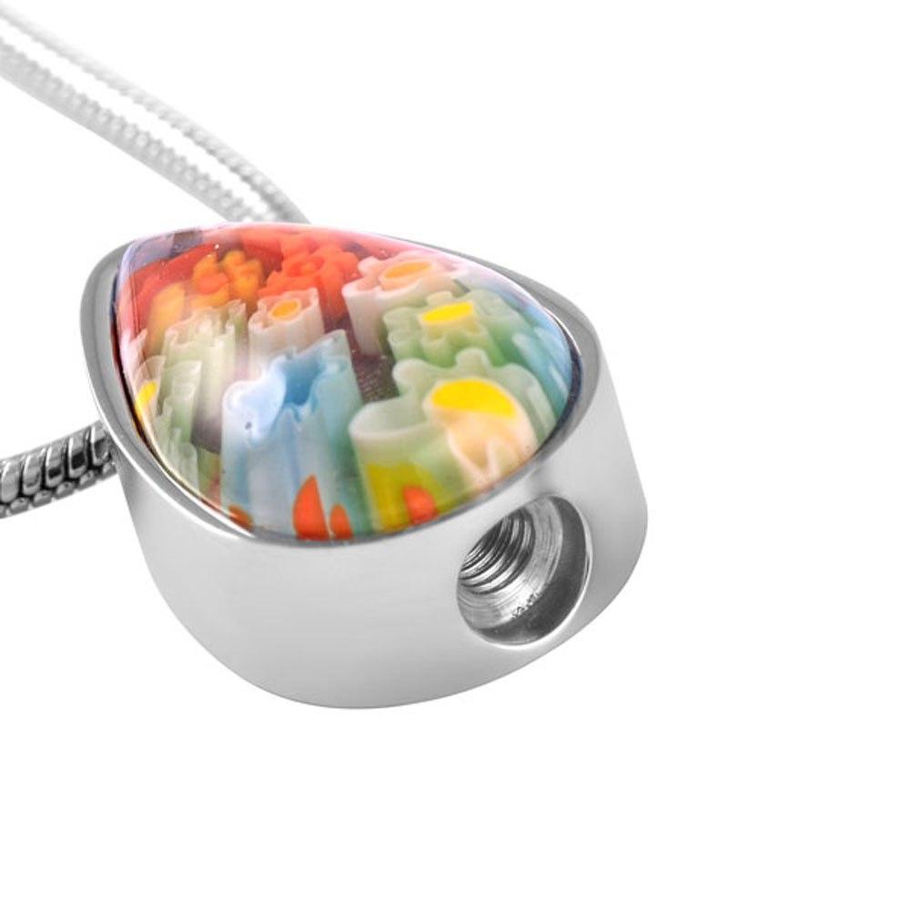 Cremation Necklace - Beautiful Murano Teardrop Cremation Urn Necklace