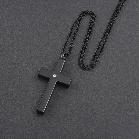 Large Rose Gold and Black Cross Pendant Necklace for Men – namana.london