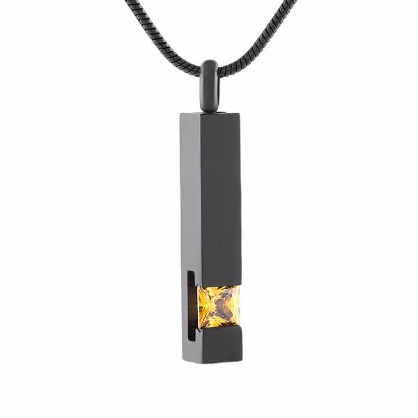 Black Column Urn Necklace With Gemstone Ash Jewelry – Cherished