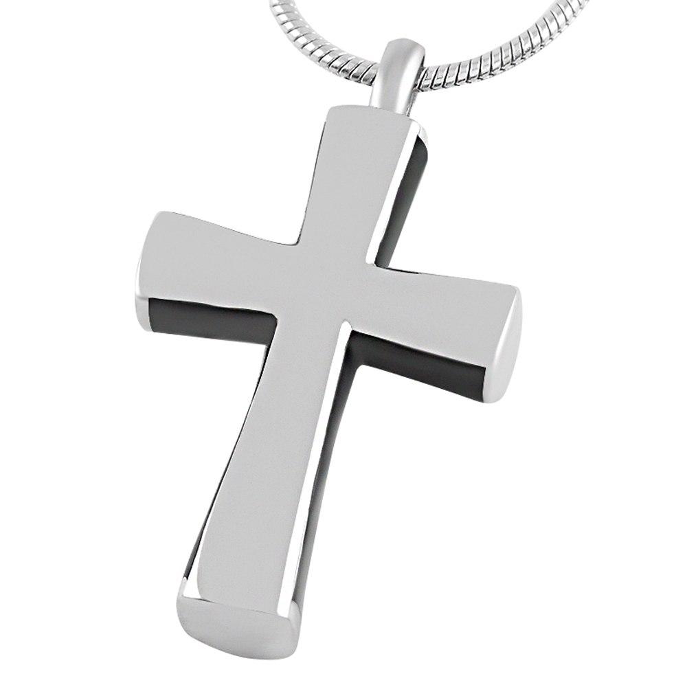 Cremation Necklace - Black Cross With Gemstone Cremation Urn Necklace