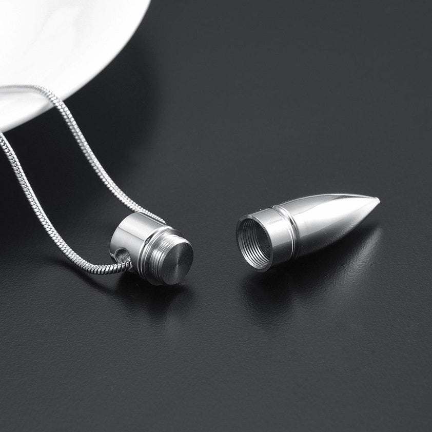 Bullet Shaped Cremation Urn Necklace Cherished Emblems