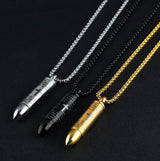 Cremation Necklace - Bullet Shaped Cremation Urn Necklace Engraved With A Cross & The Lord's Prayer English/Spanish
