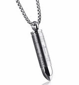 Cremation Necklace - Bullet Shaped Cremation Urn Necklace Engraved With A Cross & The Lord's Prayer English/Spanish
