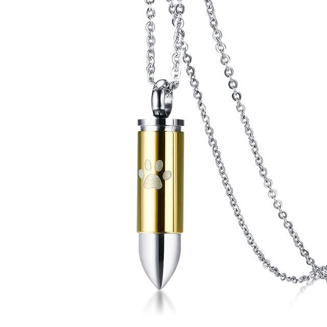 Cremation Necklace - Bullet Shaped Pet Cremation Necklace