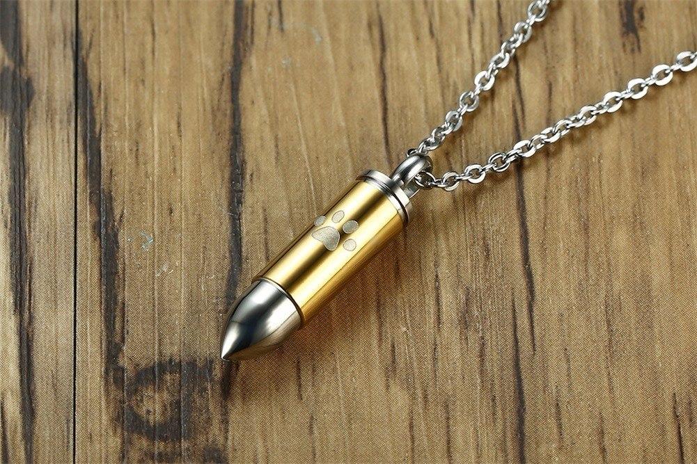 Cremation Necklace - Bullet Shaped Pet Cremation Necklace