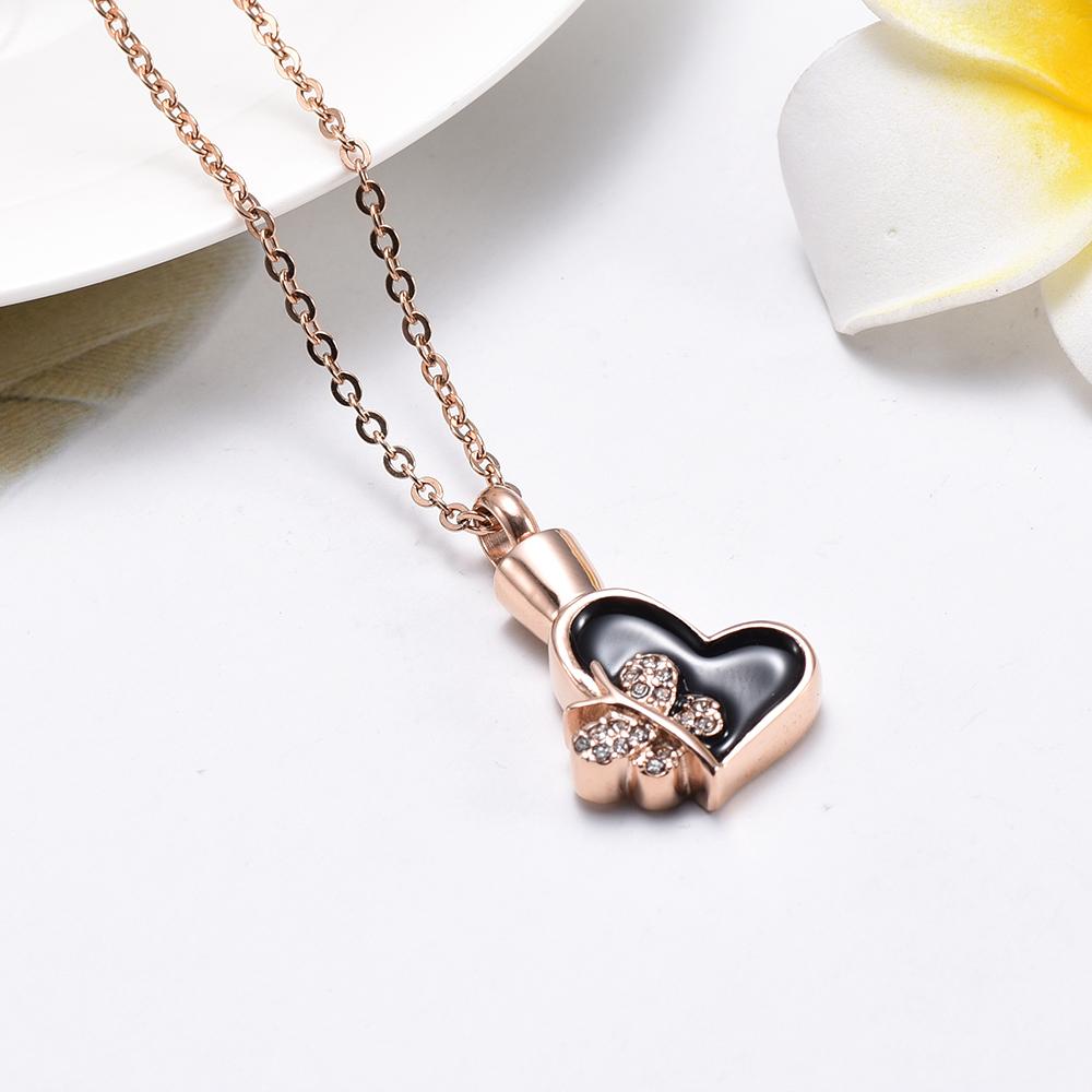 Butterfly Heart Cremation Jewelry Ash Necklace Cherished Emblems