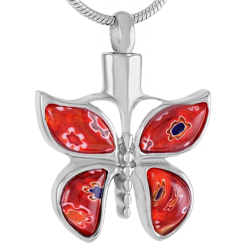 Cremation Necklace - Butterfly Murano Glass Cremation Urn Necklace