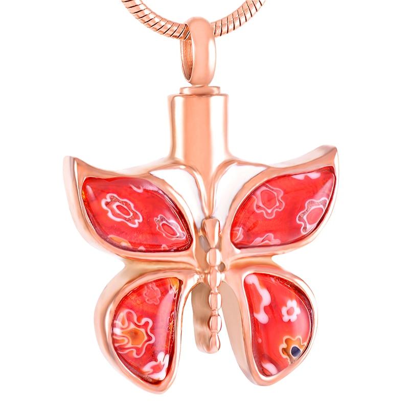 Cremation Necklace - Butterfly Murano Glass Cremation Urn Necklace